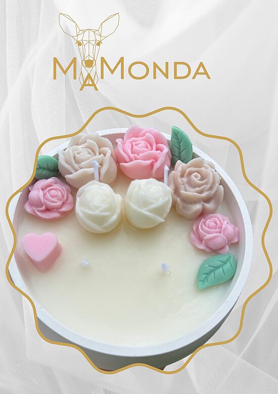 Rankų darbo sojų vaško žvakė „Elegancija“ (250 g)